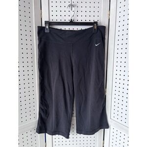 Nike Dri-Fit Women's Lg Black Wide Leg Capri Pants Leggings Athletic Stretch